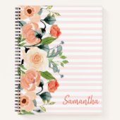 Peach Floral Personalisiert Notizblock (Vorderseite)