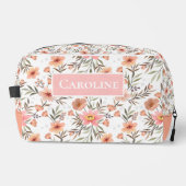 Peach Floral Personalized Cosmetic Bag Waschbeutel (Vorderseite)