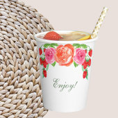 Peach Floral Pink Peony Bridal Brunch Pappbecher