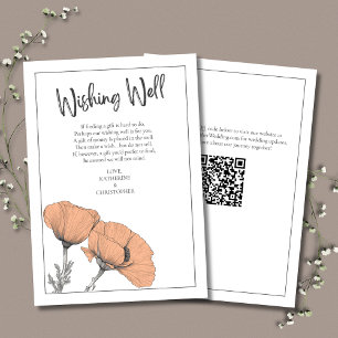 Peach floral Poppies Elegante Hochzeit wünschend g Begleitkarte