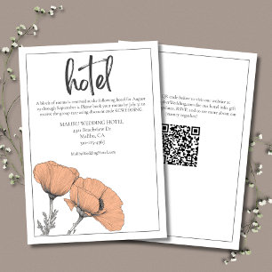 Peach floral Poppies Modernes Elegantes Wedding Ho Begleitkarte