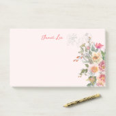 Peach Floral Post-it Klebezettel (Auf Schreibtisch)
