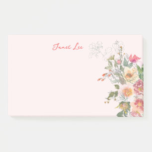 Peach Floral Post-it Klebezettel
