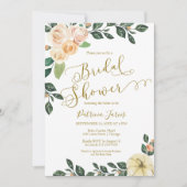 Peach Floral Pumpkin Fall Brautparty Einladung (Vorderseite)