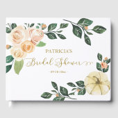Peach Floral Pumpkin Fall Brautparty Gästebuch (Vorderseite)