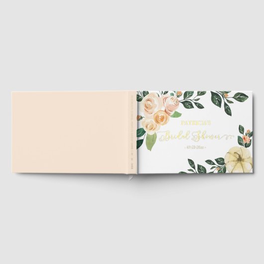 Peach Floral Pumpkin Fall Gästebuch (Voll)
