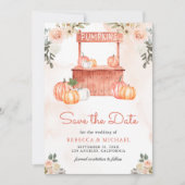 Peach Floral Pumpkin Market Foto Hochzeit Save The Date (Vorderseite)