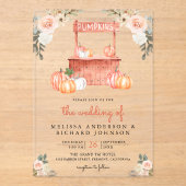 Peach Floral Pumpkin Market Wedding Acryleinladungen (Vorderseite)