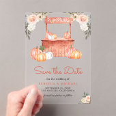 Peach Floral Pumpkin Markt Hochzeit Speichern Sie Acryleinladungen (Insitu (Handheld))