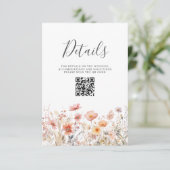Peach Floral QR Code Hochzeitdetails Einschließen (Stehend Vorderseite)