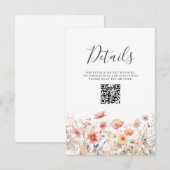 Peach Floral QR Code Hochzeitdetails Einschließen (Vorne/Hinten)