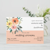 Peach Floral QR Code Hochzeitsempfehlung Einladung (Stehend Vorderseite)