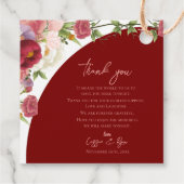 Peach Floral Red Arch Hochzeit Danke Nachricht Geschenkanhänger (Rückseite)