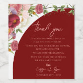 Peach Floral Red Arch Wedding Thank you Message Weinetikett (Einzelnes Label)