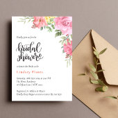 Peach Floral Rose Grünes Brautparty Einladung