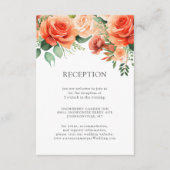 Peach Floral Rose Hochzeitsempfang Begleitkarte (Vorderseite)