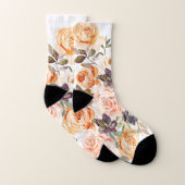 Peach Floral Rose Weiße Socken (Paar)
