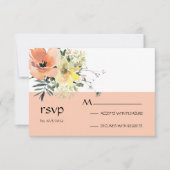 Peach floral RSVP Card Karte (Vorderseite)