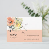 Peach floral RSVP Card Karte (Stehend Vorderseite)