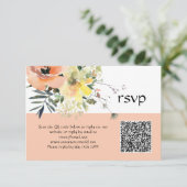 Peach floral RSVP Card Karte (Stehend Vorderseite)