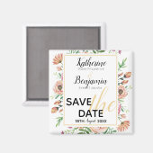 Peach Floral Save the Date Magnet (Vorderseite/Rückseite)