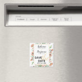 Peach Floral Save the Date Magnet (In Situ (Geschirrspüler))