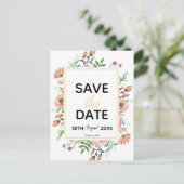 Peach Floral Save the Date Postkarte (Stehend Vorderseite)