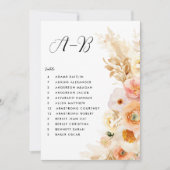 Peach Floral Seating Plan Cards with Guest Names (Vorderseite)