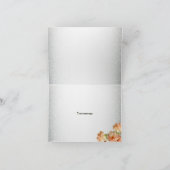 Peach Floral Silver Glitter Modern Wedding Party Dankeskarte (Innenseite)