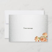 Peach Floral Silver Glitter Modern Wedding Party Dankeskarte (Rückseite)