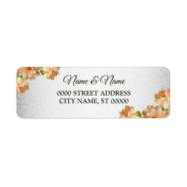 Peach Floral Silver Glitzer Hochzeit Rücksendeadre