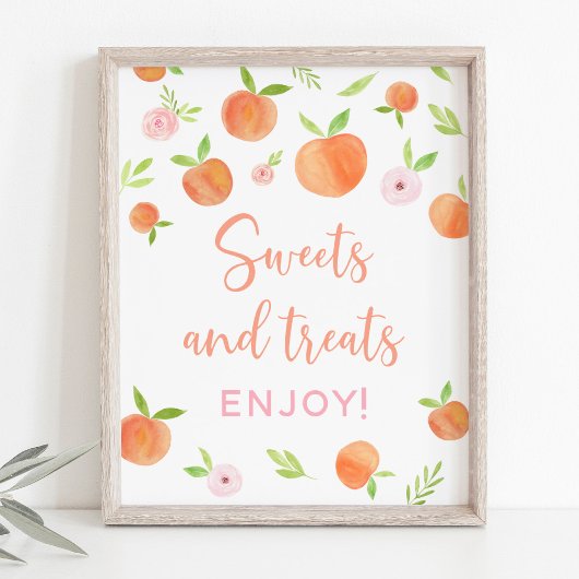 Peach Floral Sweet Leckereien Geburtstag Zeichen Poster