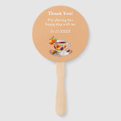 Peach floral Tee Party Babydusche Handlüfter Fächer (Rückseite)