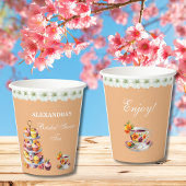 Peach Floral Tee Party Brautparty Paper Pappbecher