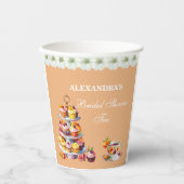 Peach Floral Tee Party Brautparty Paper Pappbecher (Vorderseite)