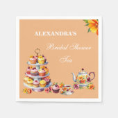 Peach Floral Tee Party Brautparty Serviette (Vorderseite)