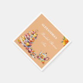 Peach Floral Tee Party Brautparty Serviette (Ecke)