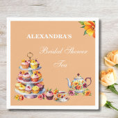 Peach Floral Tee Party Brautparty Serviette