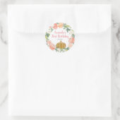 Peach Floral Unser kleiner Pumpkin Geburtstag Runder Aufkleber (Tasche)