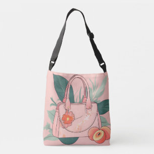 Peach Floral Vibes Puri AI art Tragetaschen Mit Langen Trägern