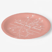 Peach Floral Vintag Baby Dusche Pappteller (Schrägansicht)