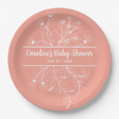 Peach Floral Vintag Baby Dusche Pappteller (Vorderseite)