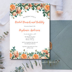 Peach Floral Watercolor Brautparty Brunch Einladung