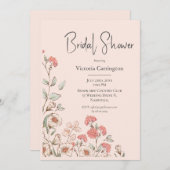 Peach Floral Watercolor Bridal Dusche Einladung (Vorne/Hinten)