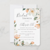 Peach Floral Watercolor Bridal Shower Einladung (Vorderseite)