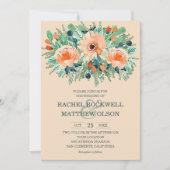 Peach Floral Watercolor Hochzeitseinladungen (Vorderseite)