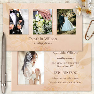 Peach Floral Watercolor Hochzeitsplaner Foto Visitenkarte