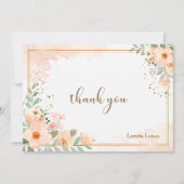 Peach floral Watercolor Note Card Dankeskarte (Vorderseite)