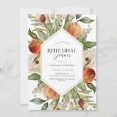 Peach Floral Watercolor Probe Dinner Einladung (Vorderseite)