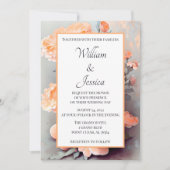 Peach Floral Watercolor Wedding Einladung (Vorderseite)